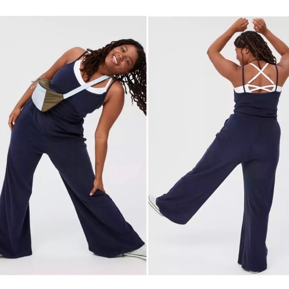 Offline by Aerie Navy Blue Summer Lights Terry Cloth Jumpsuit Size Small - Picture 1 of 5